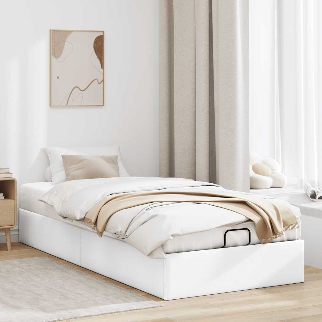 vidaXL Ottoman-Bett ohne Matratze Weiß 90x190 cm Kunstleder
