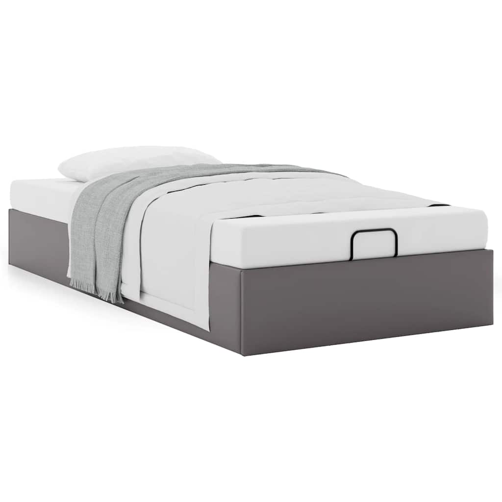 vidaXL Ottoman-Bett ohne Matratze Grau 90x190 cm Kunstleder