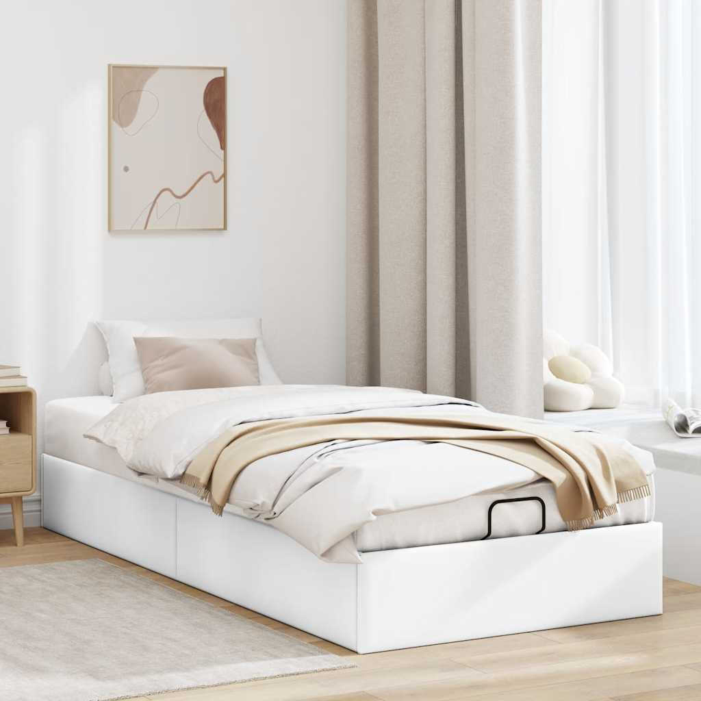 vidaXL Ottoman-Bett ohne Matratze Weiß 90x200 cm Kunstleder