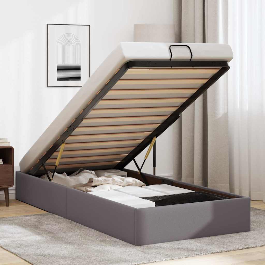 vidaXL Ottoman-Bett ohne Matratze Grau 100x200 cm Kunstleder
