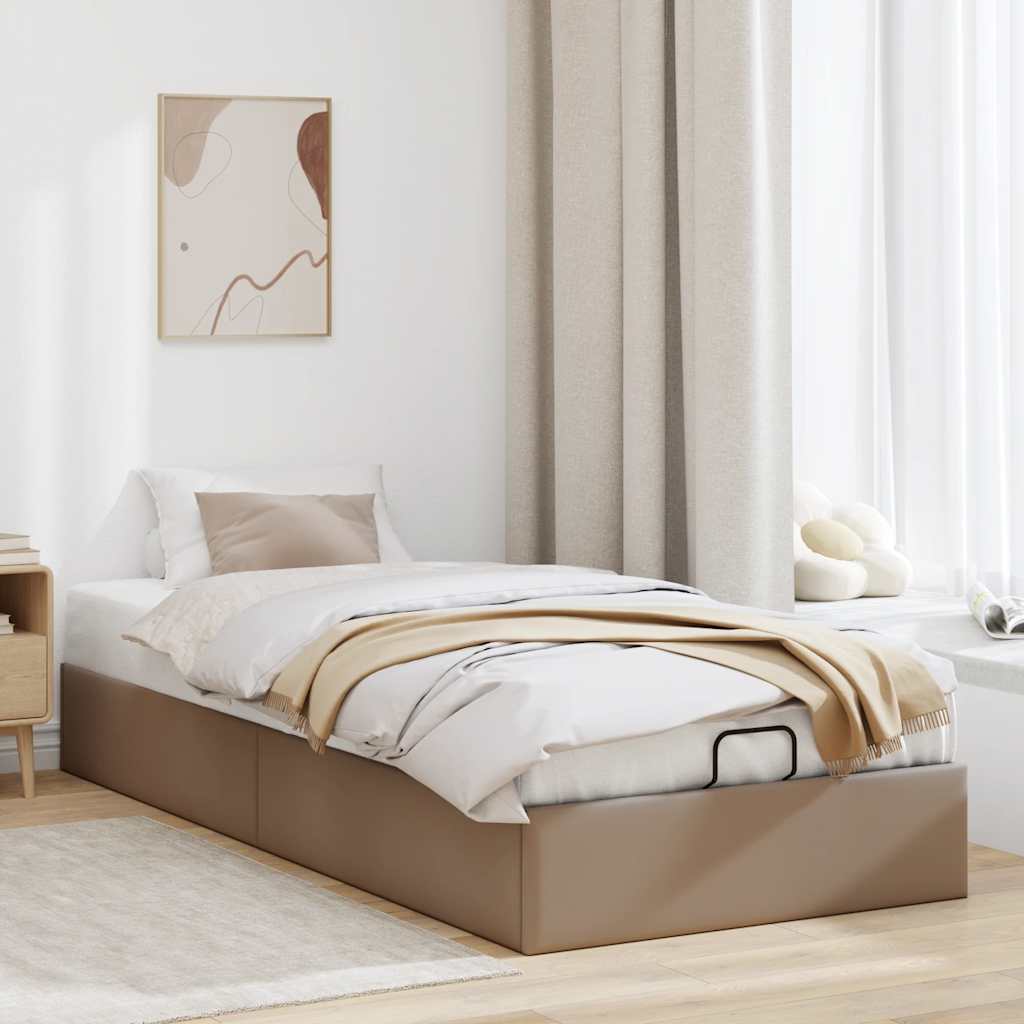 vidaXL Ottoman-Bett ohne Matratze Cappucino 100x200cm Kunstleder