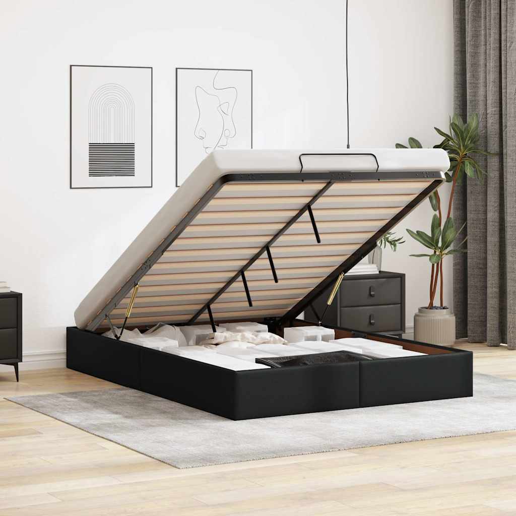 vidaXL Lit-ottoman sans matelas noir 140x190 cm similicuir