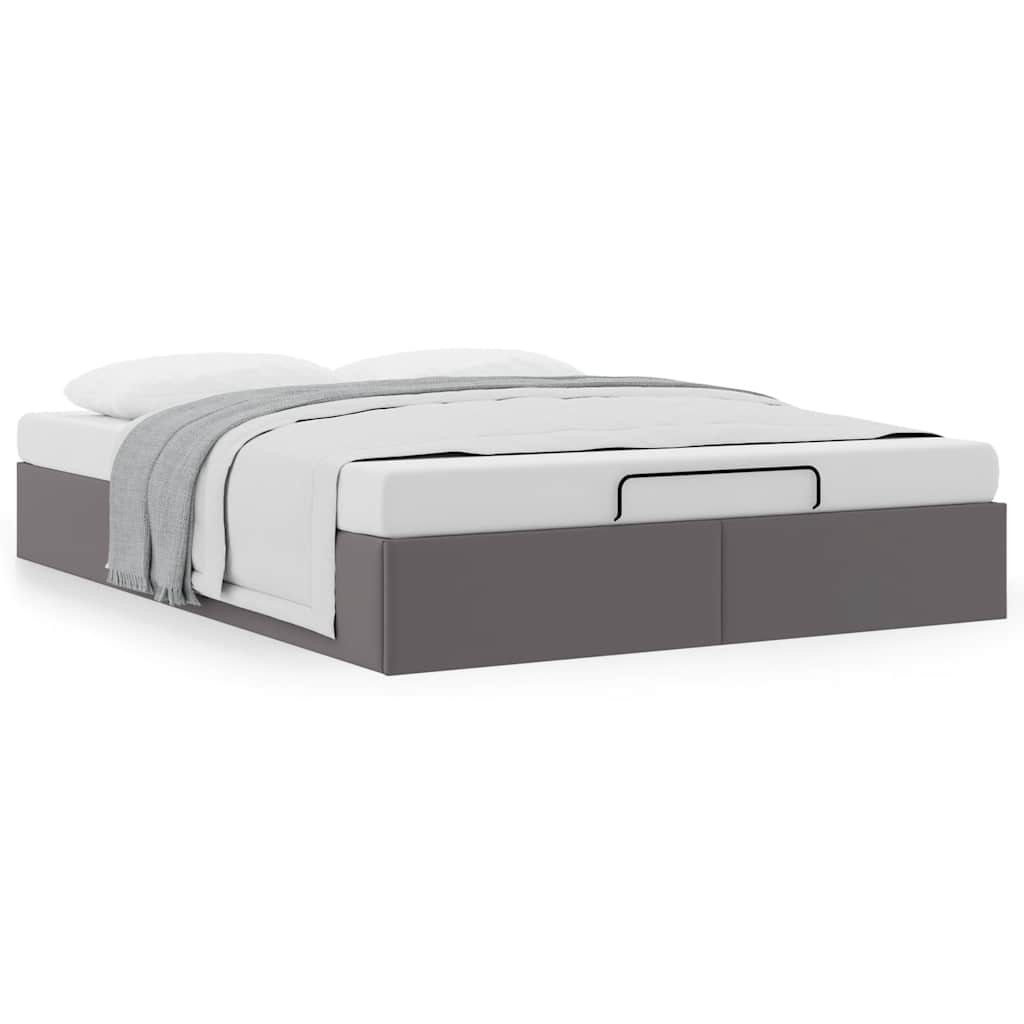 vidaXL Ottoman-Bett ohne Matratze Grau 140x190 cm Kunstleder