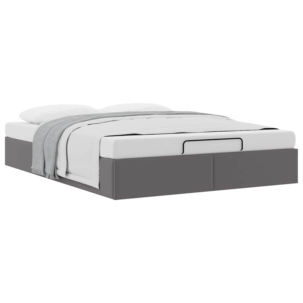 vidaXL Ottoman-Bett ohne Matratze Grau 140x190 cm Kunstleder