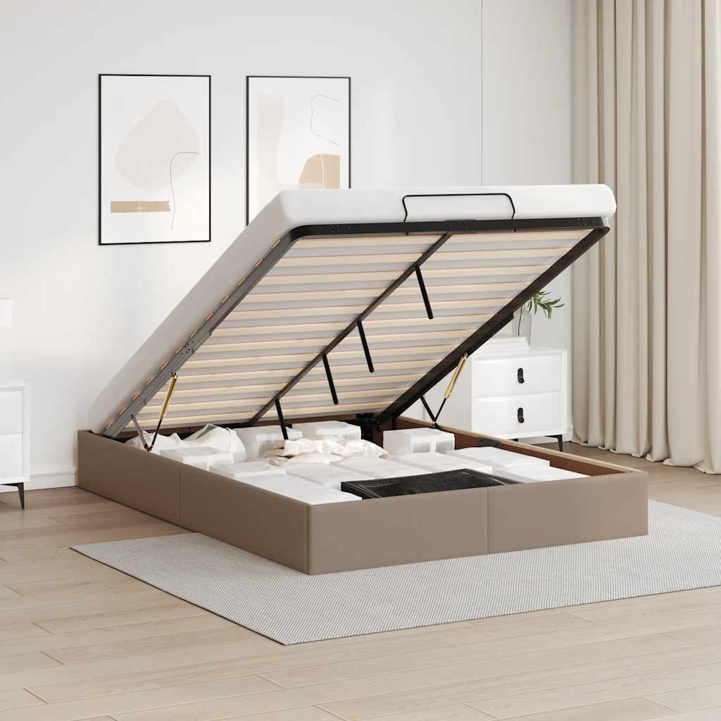vidaXL Ottoman-Bett ohne Matratze Cappucino 140x190cm Kunstleder