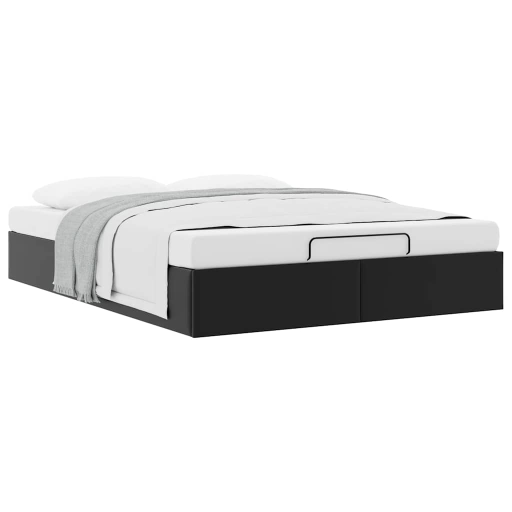 vidaXL Ottoman-Bett ohne Matratze Schwarz 140x200 cm Kunstleder