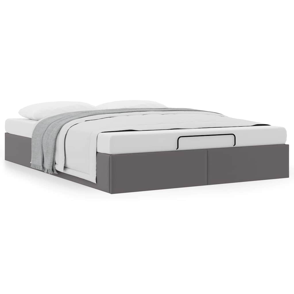 vidaXL Ottoman-Bett ohne Matratze Grau 140x200 cm Kunstleder