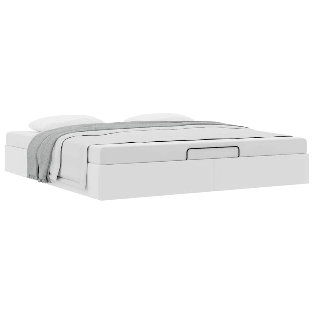 vidaXL Ottoman-Bett ohne Matratze Weiß 160x200 cm Kunstleder