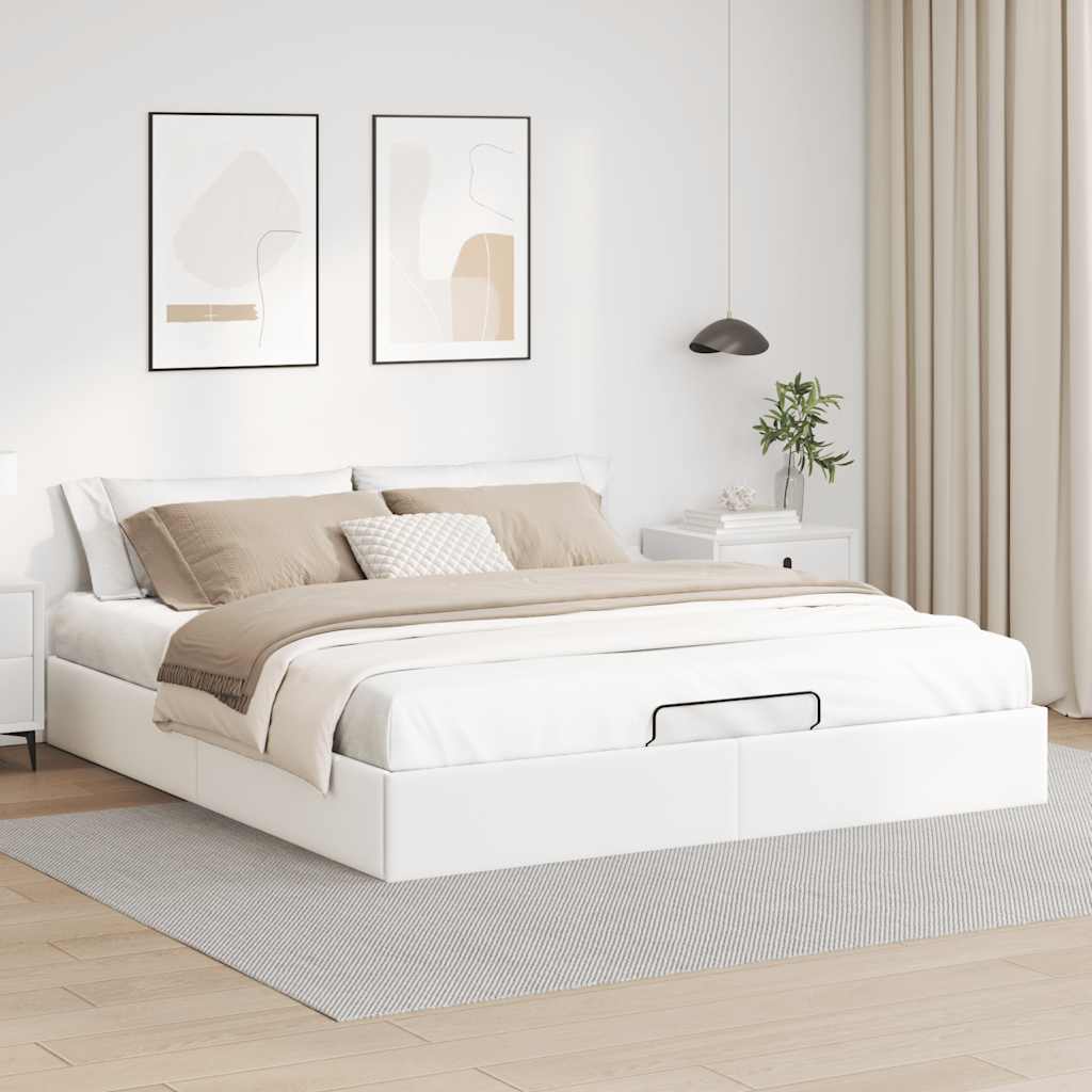 vidaXL Ottoman-Bett ohne Matratze Weiß 180x200 cm Kunstleder