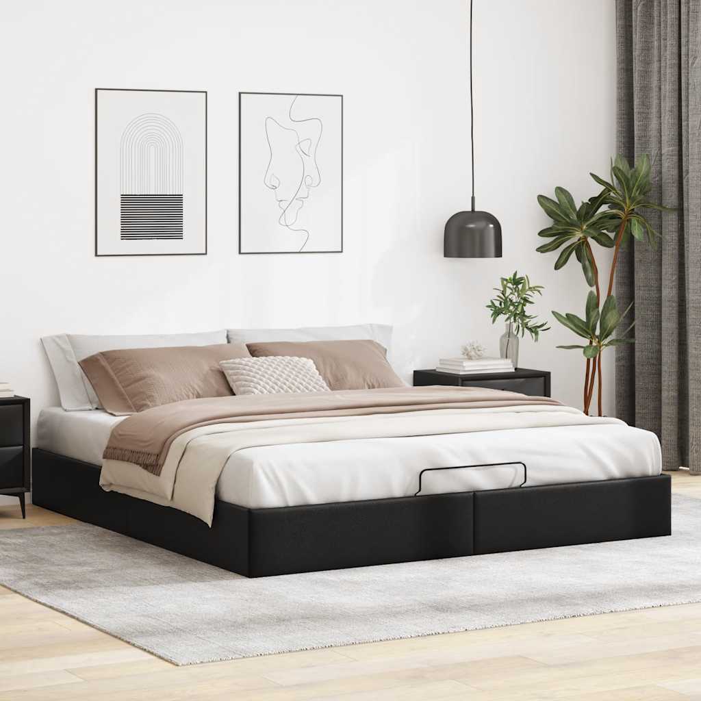 vidaXL Ottoman-Bett ohne Matratze Schwarz 200x200 cm Kunstleder