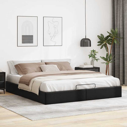 vidaXL Ottoman-Bett ohne Matratze Schwarz 200x200 cm Kunstleder