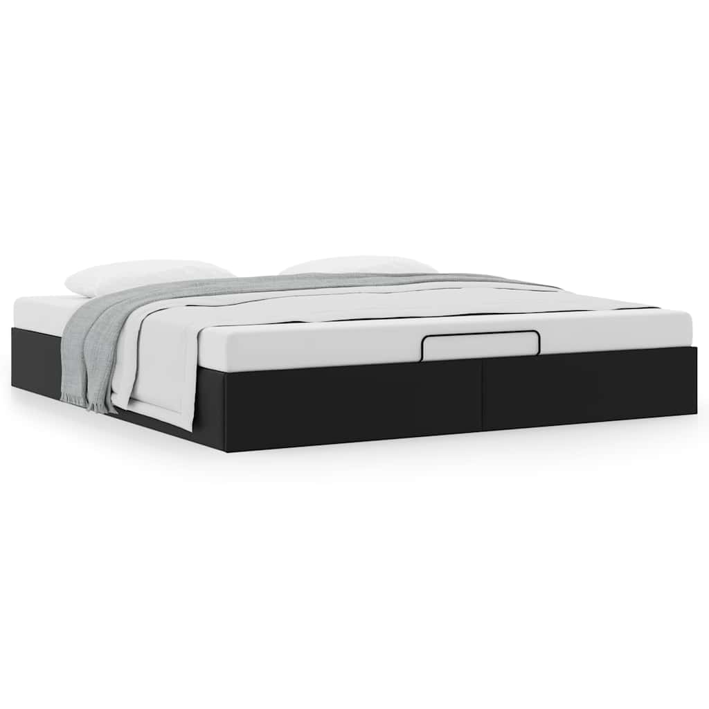 vidaXL Ottoman-Bett ohne Matratze Schwarz 200x200 cm Kunstleder
