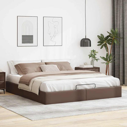 vidaXL Ottoman-Bett ohne Matratze Braun 200x200 cm Kunstleder