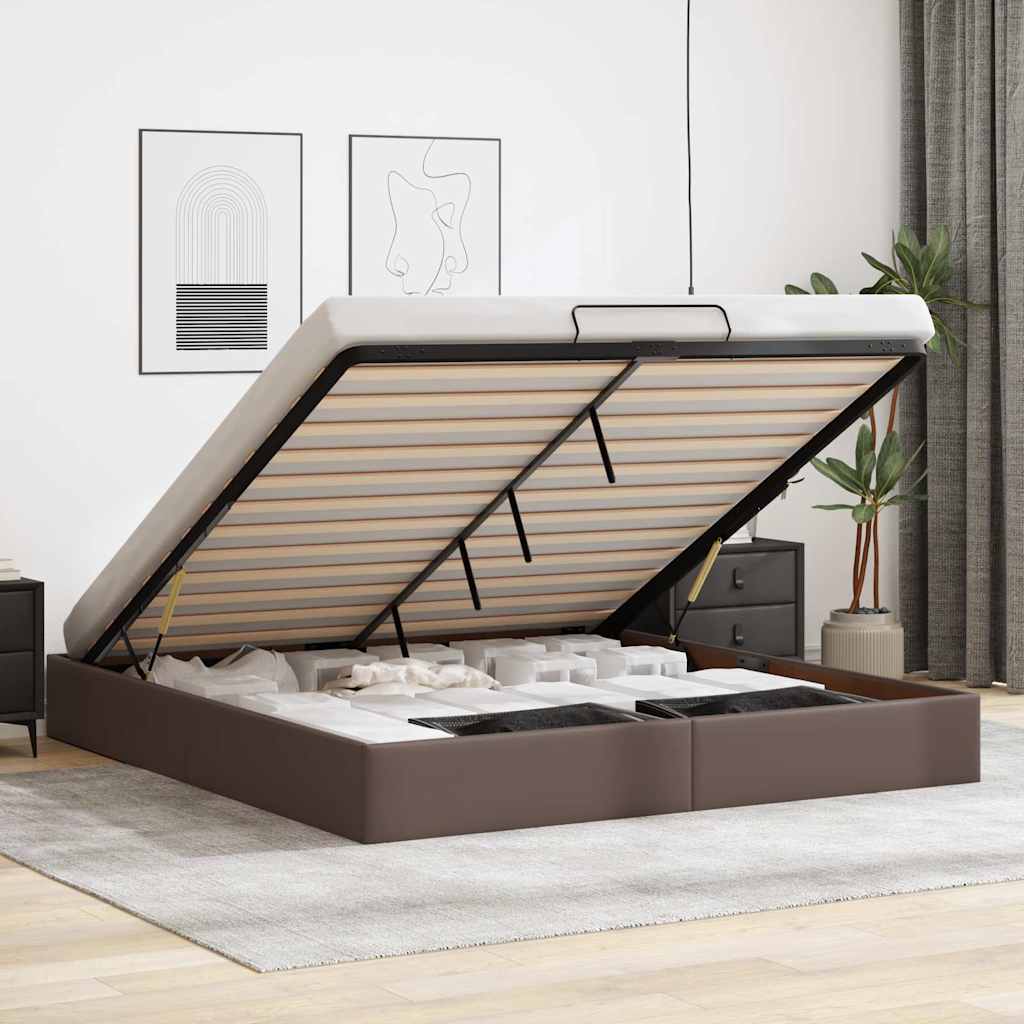 vidaXL Ottoman-Bett ohne Matratze Braun 200x200 cm Kunstleder