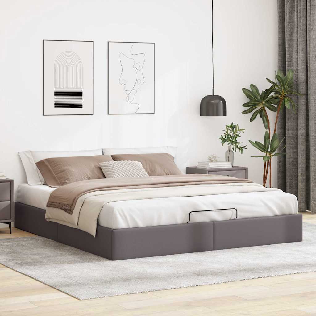 vidaXL Ottoman-Bett ohne Matratze Grau 200x200 cm Kunstleder