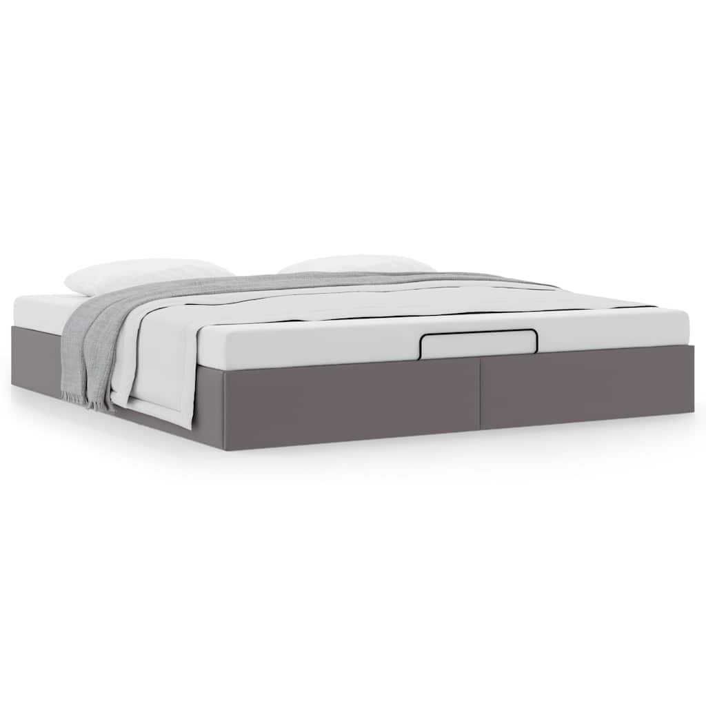 vidaXL Ottoman-Bett ohne Matratze Grau 200x200 cm Kunstleder