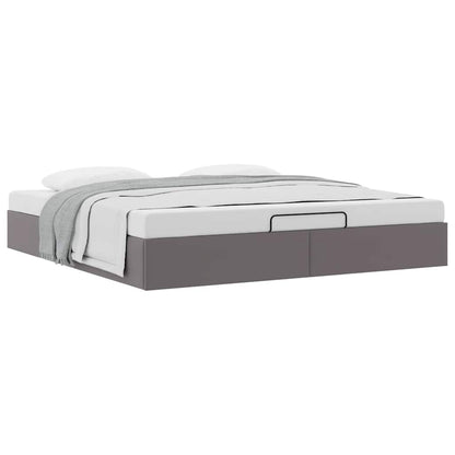 vidaXL Ottoman-Bett ohne Matratze Grau 200x200 cm Kunstleder