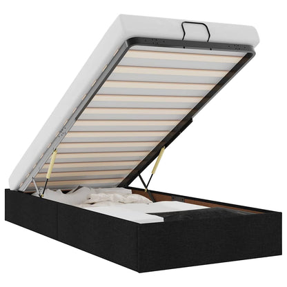 Ottoman-Bett ohne Matratze Schwarz 80x200 cm Stoff