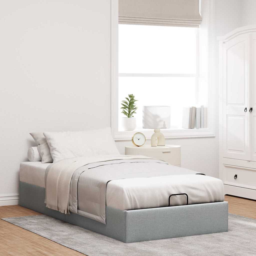 vidaXL Ottoman-Bett ohne Matratze Hellgrau 90x190 cm Stoff