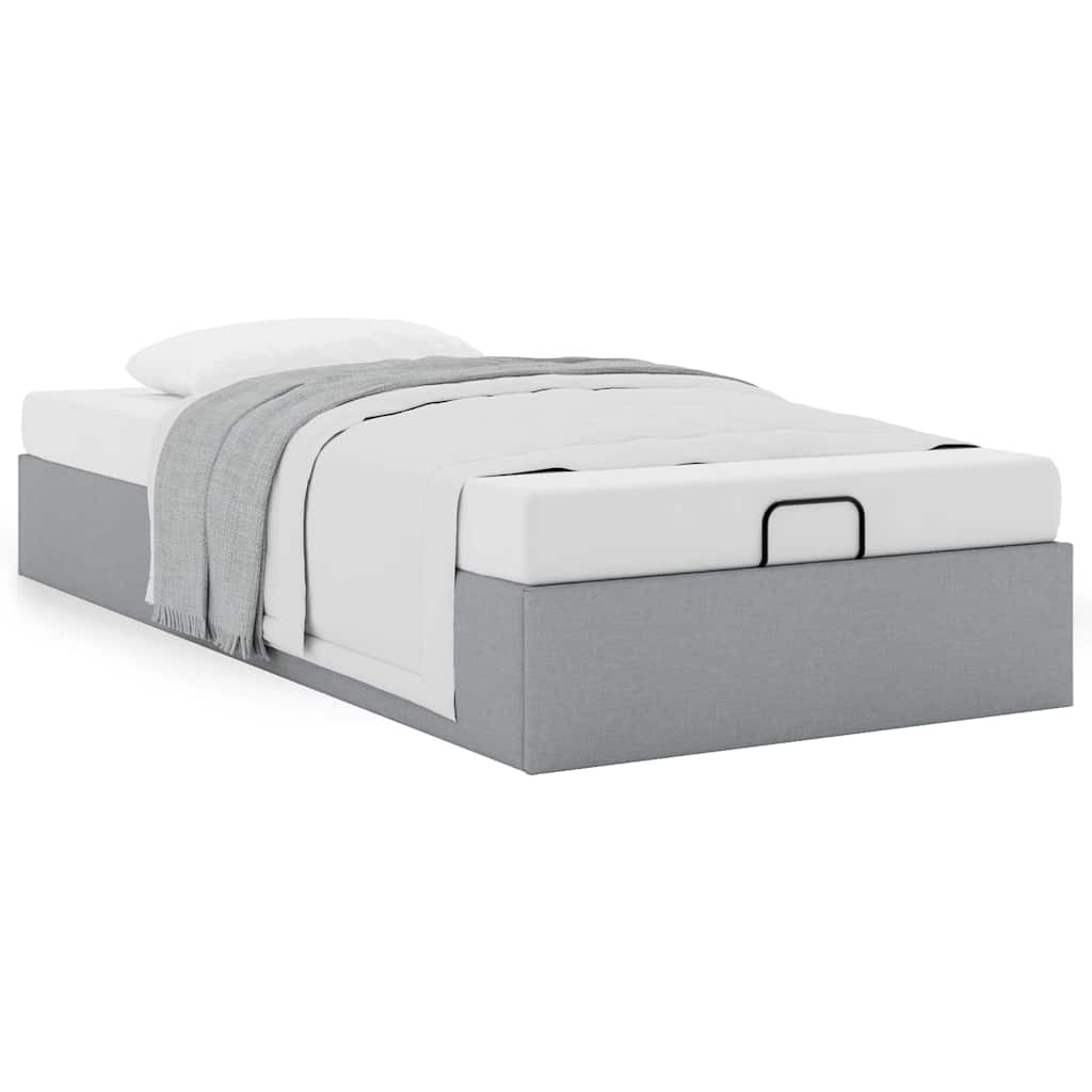 vidaXL Ottoman-Bett ohne Matratze Hellgrau 90x190 cm Stoff