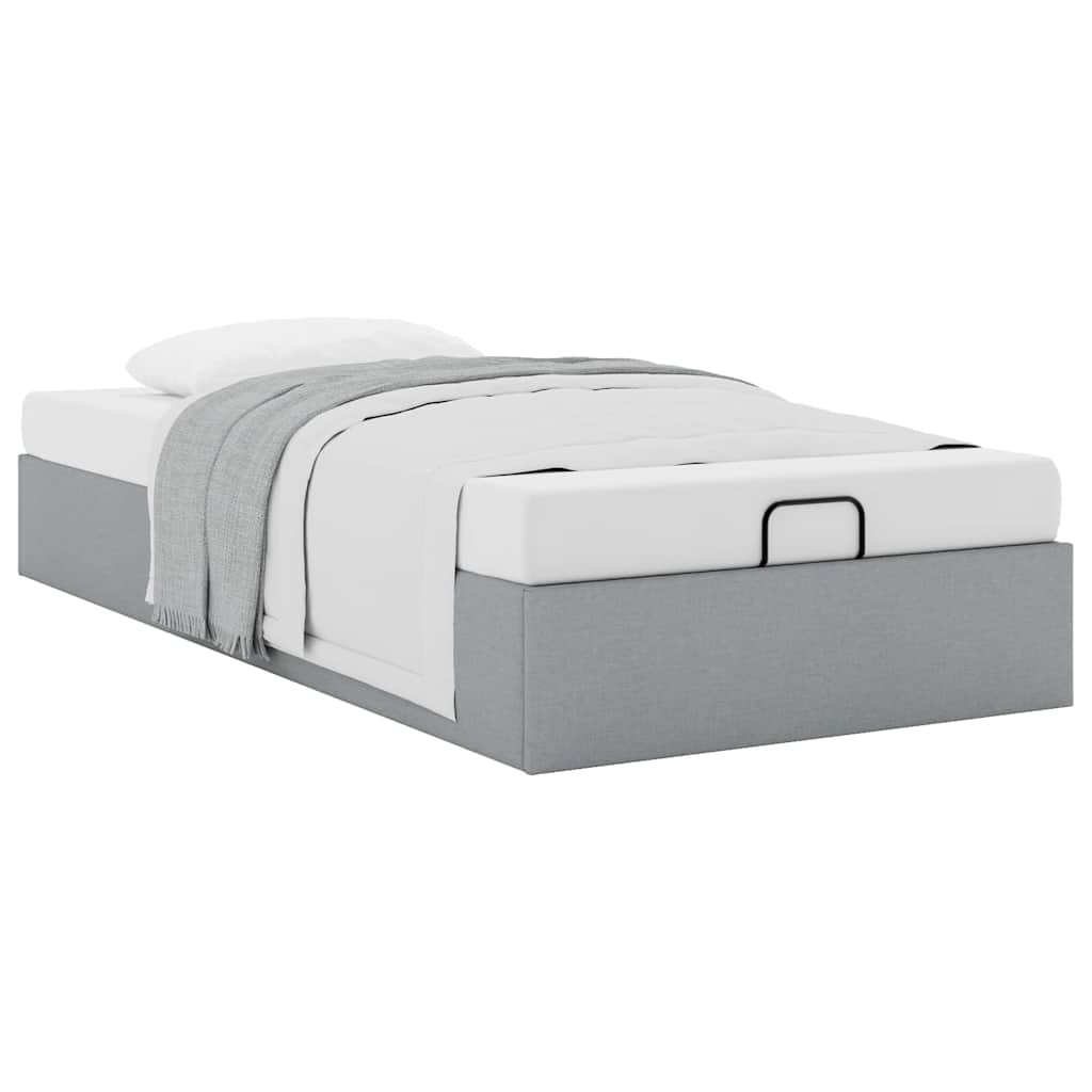 vidaXL Ottoman-Bett ohne Matratze Hellgrau 90x190 cm Stoff