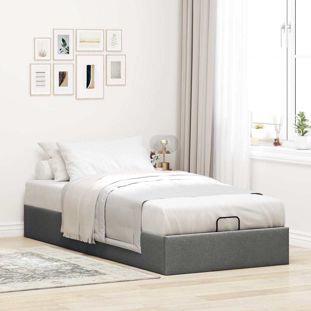 vidaXL Ottoman-Bett ohne Matratze Dunkelgrau 90x190 cm Stoff