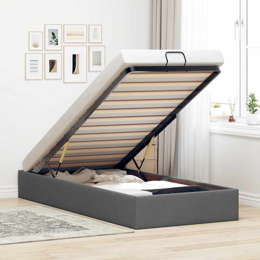vidaXL Ottoman-Bett ohne Matratze Dunkelgrau 90x190 cm Stoff