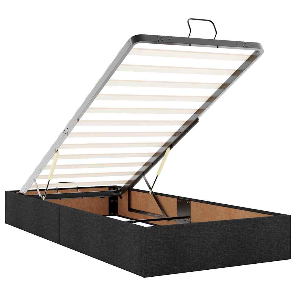 Ottoman-Bett ohne Matratze Schwarz 90x190 cm Stoff