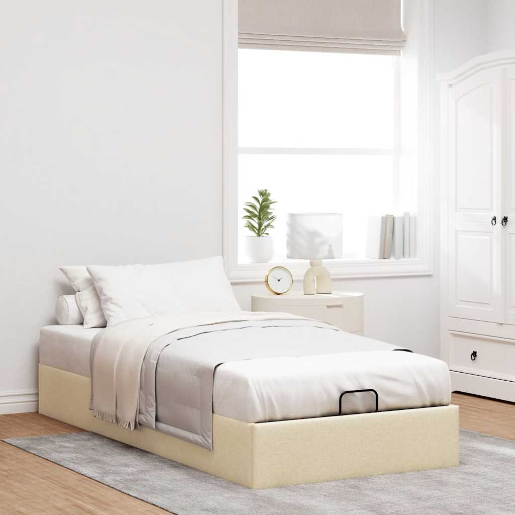 vidaXL Ottoman-Bett ohne Matratze Creme 90x190 cm Stoff
