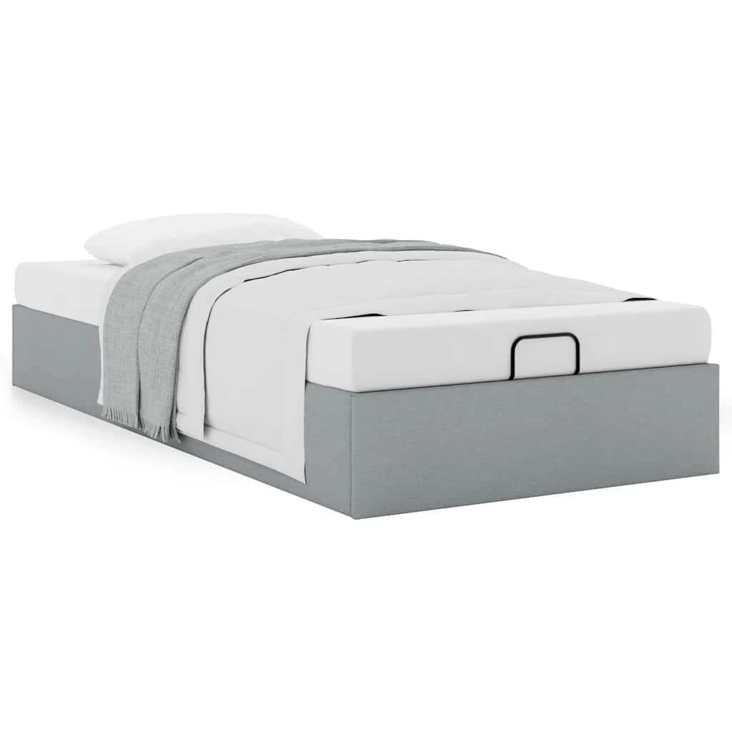 vidaXL Ottoman-Bett ohne Matratze Hellgrau 90x200 cm Stoff