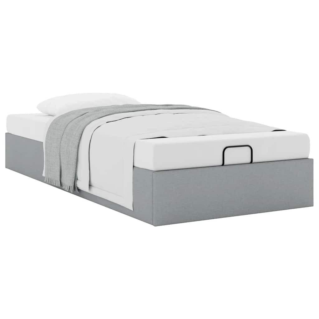 vidaXL Ottoman-Bett ohne Matratze Hellgrau 90x200 cm Stoff