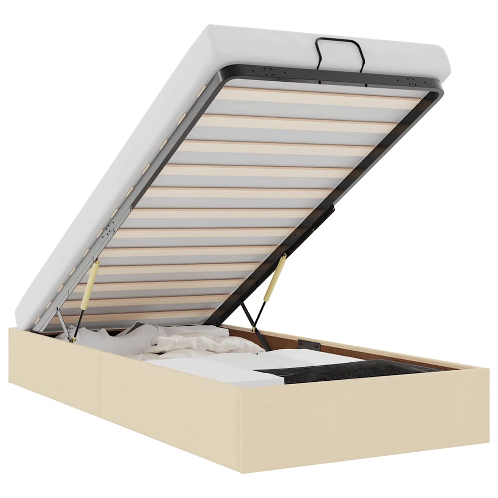 Ottoman-Bett ohne Matratze Creme 90x200 cm Stoff