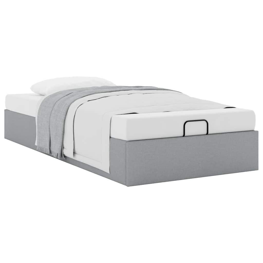 vidaXL Ottoman-Bett ohne Matratze Hellgrau 100x200 cm Stoff
