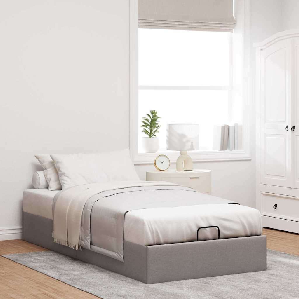 vidaXL Ottoman-Bett ohne Matratze Taupe 100x200 cm Stoff