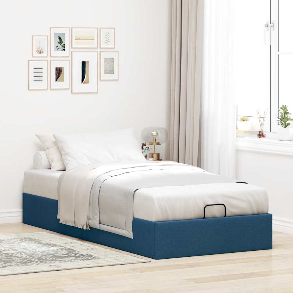 Ottoman-Bett ohne Matratze Blau 100x200 cm Stoff