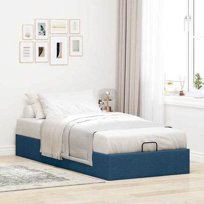Ottoman-Bett ohne Matratze Blau 100x200 cm Stoff