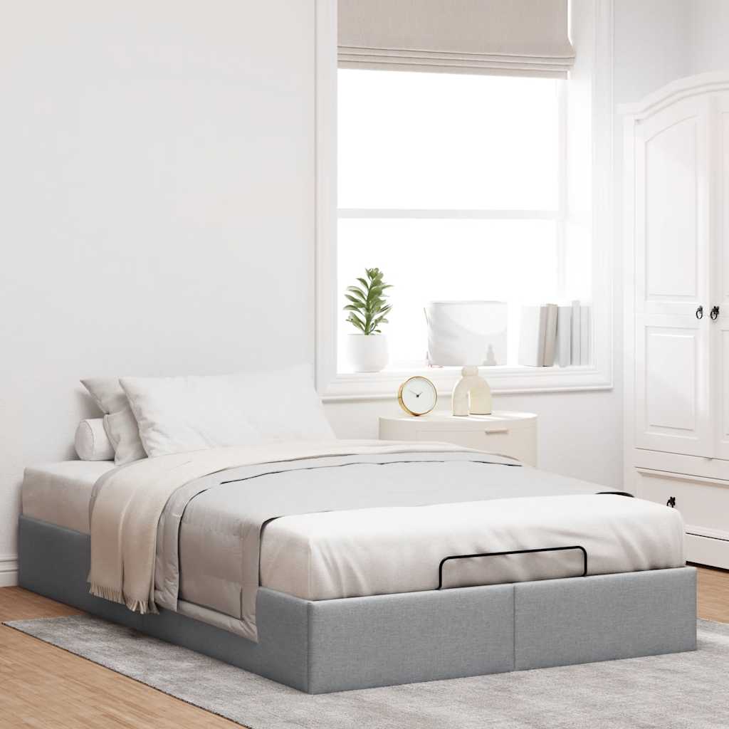 vidaXL Ottoman-Bett ohne Matratze Hellgrau 120x190 cm Stoff
