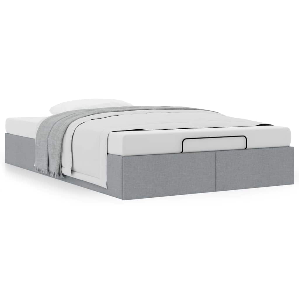 vidaXL Ottoman-Bett ohne Matratze Hellgrau 120x190 cm Stoff