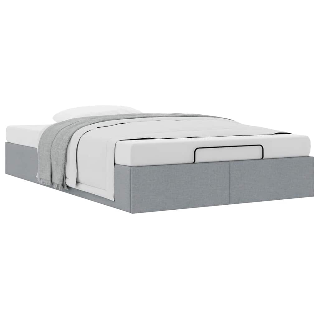 vidaXL Ottoman-Bett ohne Matratze Hellgrau 120x190 cm Stoff