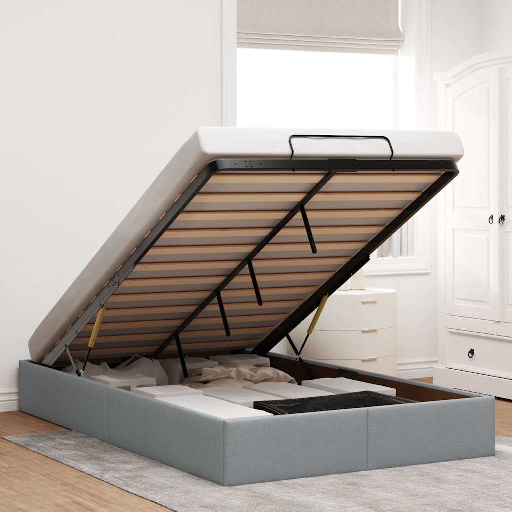 vidaXL Ottoman-Bett ohne Matratze Hellgrau 120x190 cm Stoff
