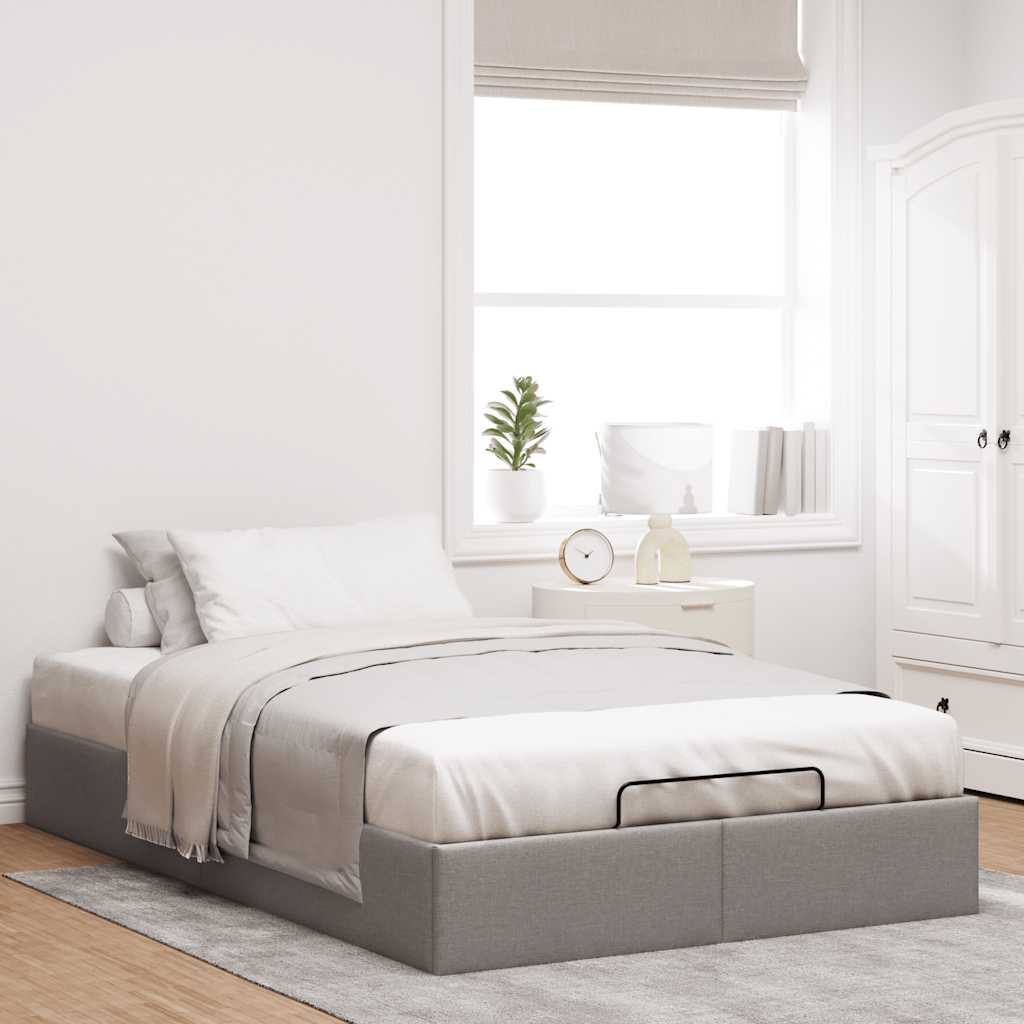 vidaXL Ottoman-Bett ohne Matratze Taupe 120x190 cm Stoff