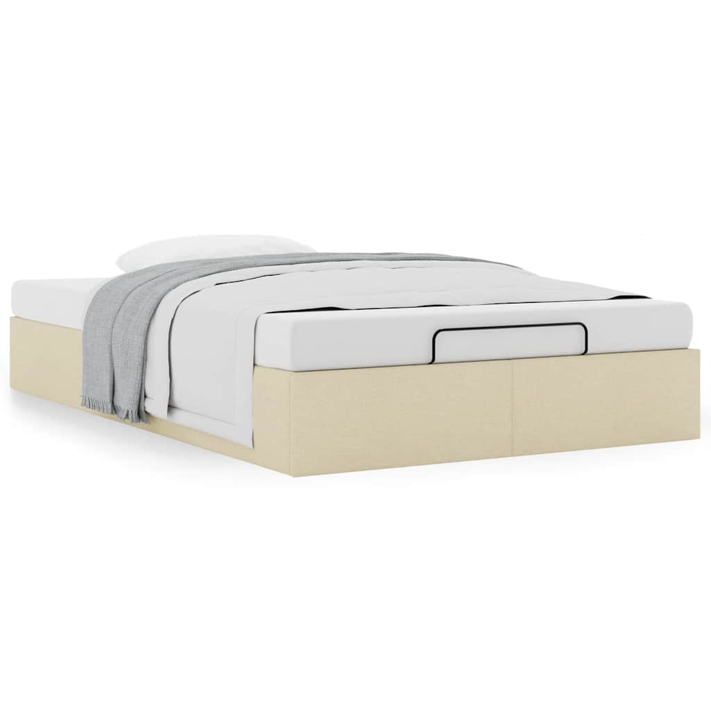 vidaXL Ottoman-Bett ohne Matratze Creme 120x190 cm Stoff