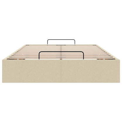 Ottoman-Bett ohne Matratze Creme 120x190 cm Stoff