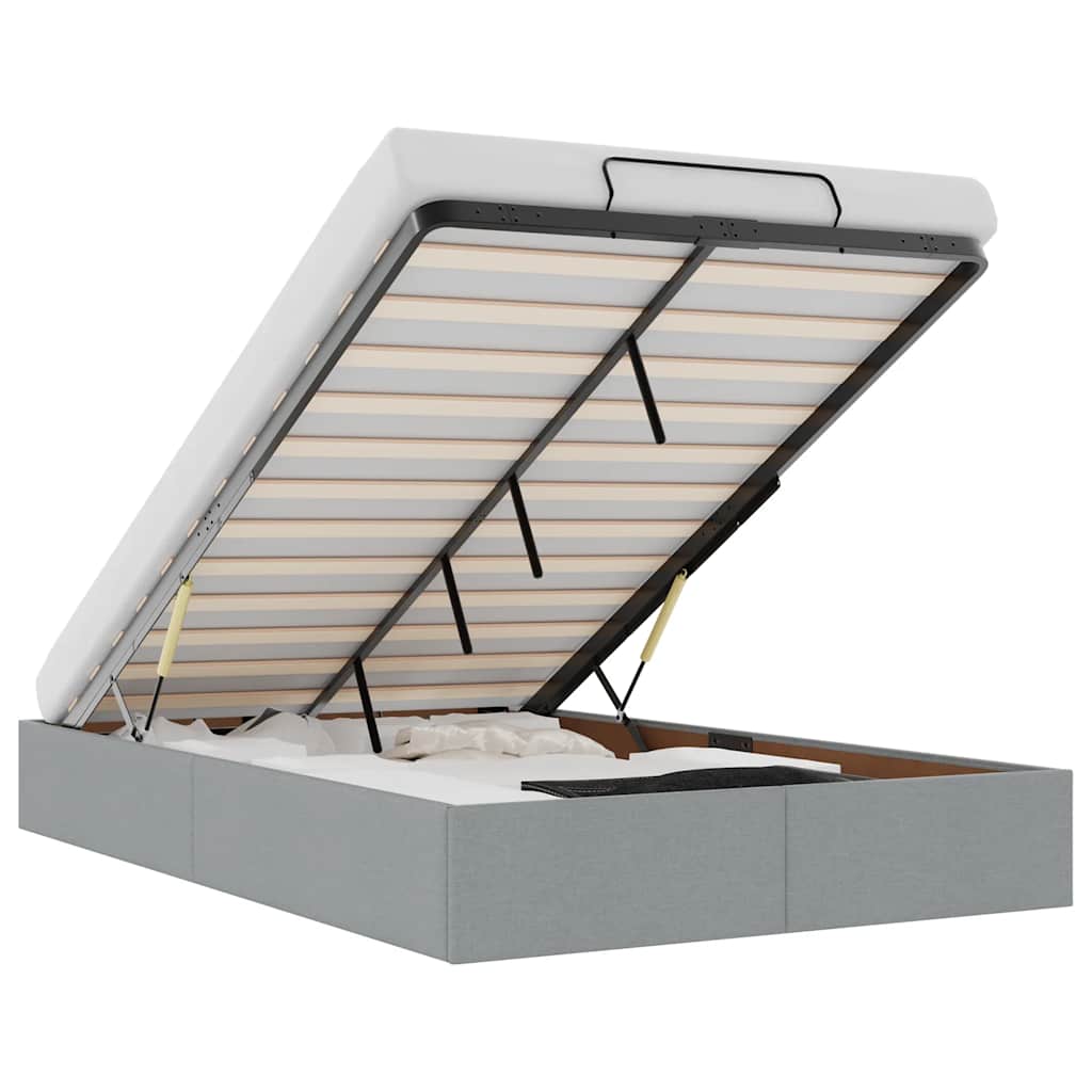 Ottoman-Bett ohne Matratze Hellgrau 120x200 cm Stoff
