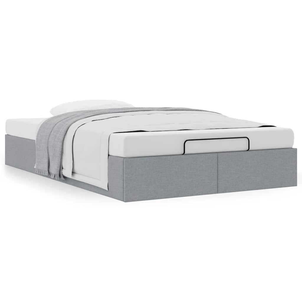 vidaXL Ottoman-Bett ohne Matratze Hellgrau 120x200 cm Stoff