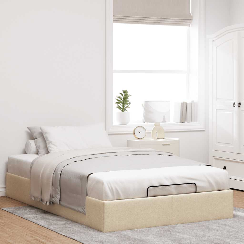 vidaXL Lit ottoman sans matelas crème 120x200 cm tissu