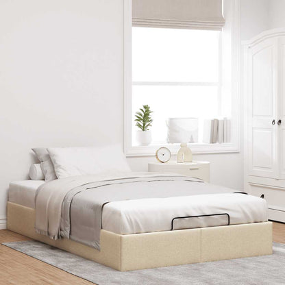 vidaXL Lit ottoman sans matelas crème 120x200 cm tissu