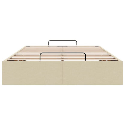 vidaXL Lit ottoman sans matelas crème 120x200 cm tissu