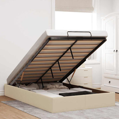 vidaXL Lit ottoman sans matelas crème 120x200 cm tissu