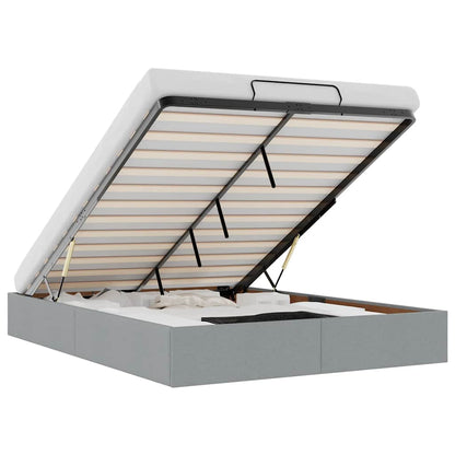 Ottoman-Bett ohne Matratze Hellgrau 140x190 cm Stoff
